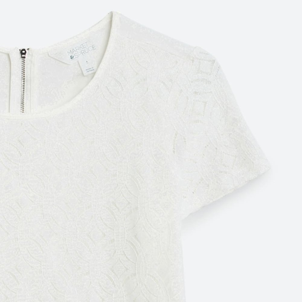 MARKET & SPRUCE Hans Crochet Front Mixed Material Top